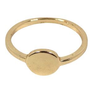 Minimalist Gold Tone Metal Round Circle Disc Signet Ring Simple Size 6.25 Cute
